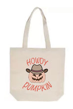 Load image into Gallery viewer, Howdy Pumpkin Tote Bag
