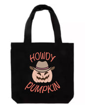 Load image into Gallery viewer, Howdy Pumpkin Tote Bag
