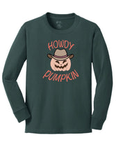 Load image into Gallery viewer, Youth Howdy Pumpkin Long Sleeve Tee
